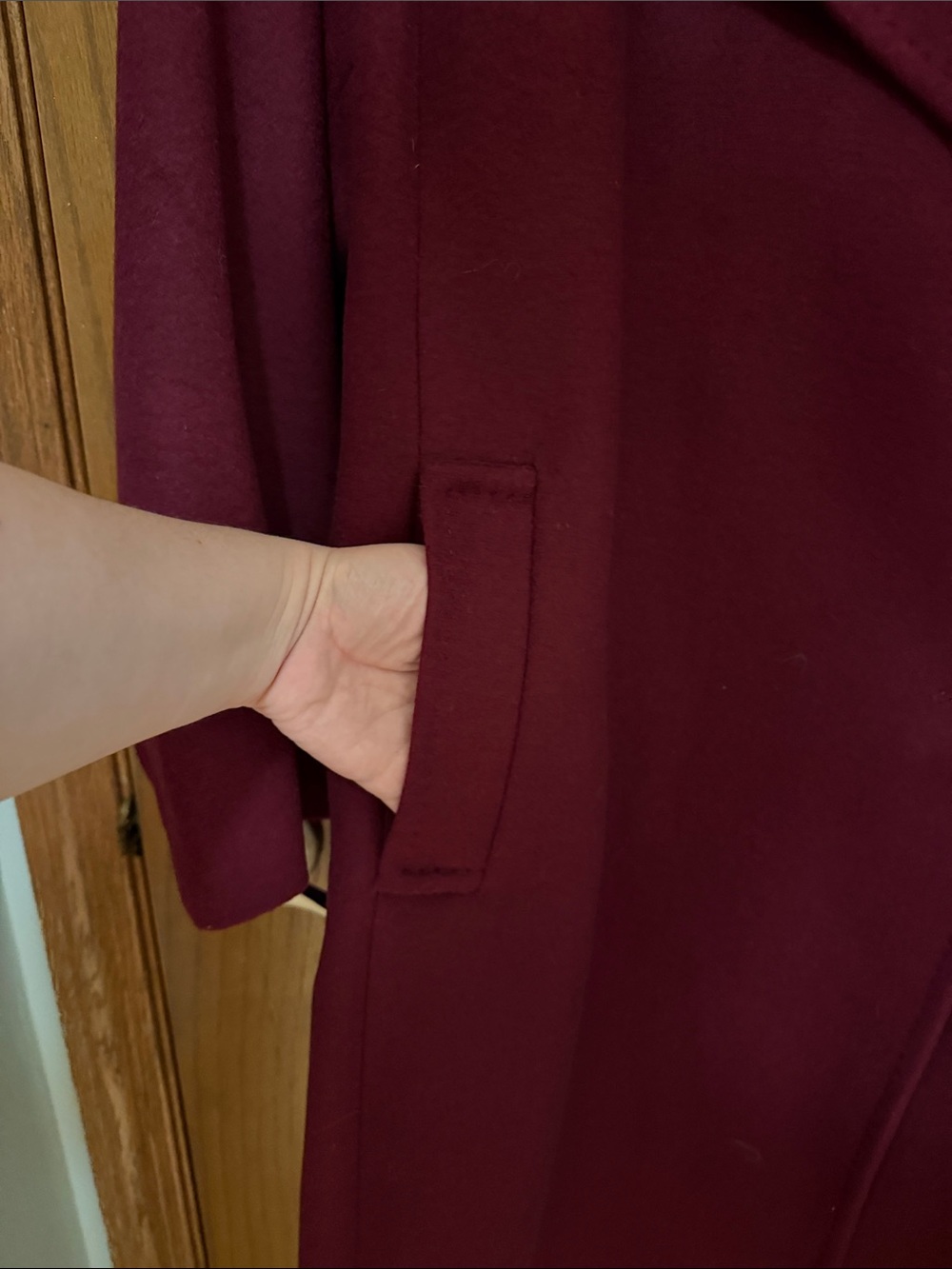 MICHAEL Michael Kors Wine Red Wool-Blend Trench Coat - Picture 6 of 14